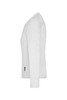 A white long-sleeve T-shirt for ladies, featuring a side view with a small logo on the hem.