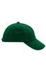 A green 5-panel cap featuring a curved brim and adjustable back strap. It has a logo on the side.