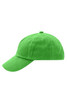 A vibrant green five-panel cap with a curved brim and an adjustable back. Includes a logo.