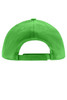 A bright green kids' 5 panel cap featuring a strap back and ventilation holes. It has a logo on the back.