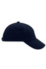 A navy blue 5-panel cap with a back strap and a small logo on the side.