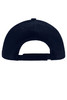 A dark navy blue kids' 5 panel cap with a rear adjustment strap and a logo on the back.