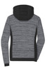 A padded hybrid jacket in grey and black, featuring a stylish striped design and a hood. Includes a logo.