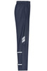 Navy rain pants featuring an elastic waistband and reflective details, designed for workwear use.