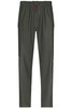 Worker Rain-Pants in dark green with an elastic waistband and drawstring, featuring side zip pockets and a logo.
