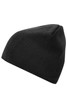 A black beanie with a soft texture, featuring a simple design and no visible logos.