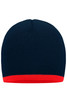 A beanie featuring a navy design with a contrasting red edge. It has a simple and minimalist style with no visible branding.