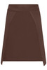 A brown apron short featuring side panels and a straight hem. It includes a logo but no visible branding details.