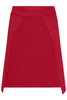 A red apron featuring a simple design and an integrated logo. Suitable for various workwear settings.