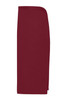A maroon apron with a sleek, minimal design, featuring one side open and a small logo.