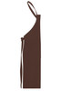 A brown apron with bib, featuring adjustable straps and a tie closure, suitable for workwear.