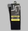 Sport socks in black with grey detailing, featuring a branded tag and hanging loop. Unisex design, size 35-38.