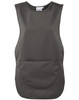 A grey pocket tabard featuring a single front pocket, designed as a uniform tunic.