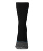 Black and grey work socks with a logo, featuring a ribbed design and a cushioned sole.