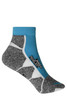 Sport sneaker socks featuring a grey and blue design with a logo, ideal for athletic wear.