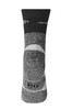 A pair of grey sports socks featuring a branding logo at the cuff and a textured design throughout.