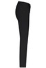 Black stretch pants with five pockets, featured in a slim fit design. The image displays the side view of the pants.