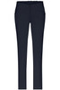 Ladies' 5 pocket stretch pants in navy blue, featuring a slim fit design and a logo on the waistband.