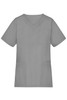 A grey tunic with short sleeves and a V-neck, featuring a pocket and two side pockets.