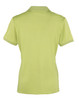 A women's short-sleeve polo shirt in bright yellow, featuring a plain back design and a collar.