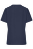 A navy blue short-sleeved tunic with a simple design and a logo.