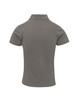 A grey women's polo shirt with a classic pique design and a collar, featuring short sleeves and a plain back.