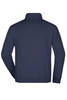 A navy blue round-neck zip jumper displayed from the back, featuring a simple design and a logo.