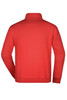 A red round-neck zip jumper showcasing a plain back view. It features a collar and has a logo on one side.