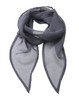 A grey chiffon scarf with a lightweight, sheer design, featuring pointed ends. It has a minimalist appearance.