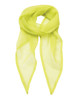 A bright yellow chiffon scarf, lightweight and sheer, featuring a classic design with pointed ends.