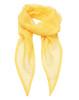 A yellow chiffon scarf draped elegantly, featuring a lightweight and sheer design.