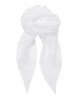A white chiffon scarf with a lightweight, flowing design, featuring a logo.