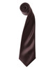 A deep brown satin tie, elegantly rolled up, showcasing its smooth texture and polished finish.