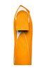 An orange men's running T-shirt featuring white accents and a logo on the side.