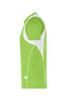 A bright green and white running t-shirt with short sleeves and a fitted design. It features a logo on the side.