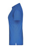 A blue ladies polo shirt with a classic collar and short sleeves, featuring a small logo.