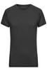 A black women's sports T-shirt with short sleeves and a rounded neckline. It features a logo on the chest area.