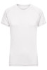 A white T-shirt with short sleeves and a fitted design. Features a subtle logo on the front.