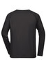 A black long-sleeved men's sports shirt with a simple design and a logo.