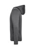 A men's sports zip hoodie in grey, featuring a hood and a zip closure, displayed from the side.