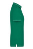 A green ladies' polo shirt with short sleeves and contrasting trim. The shirt has a logo on it.