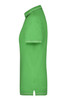 A green ladies' polo shirt with a classic collar, featuring short sleeves and a logo on the shirt.