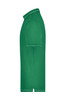 A green men's elastic polo shirt featuring short sleeves and a collar, with a logo on the chest.