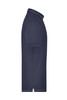 A navy blue men's elastic polo shirt with a classic collar and short sleeves, featuring a logo.