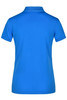 A blue ladies active polo shirt with a classic collar and short sleeves. Features a branding logo on the back.