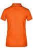An orange ladies' active polo shirt featuring a classic collar and short sleeves, with a logo on the back.