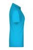 A turquoise ladies active polo shirt with a classic design and a branded logo.