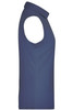 A ladies sleeveless polo shirt in navy blue, featuring a collar and a logo.