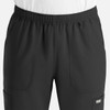 A pair of black men's joggers featuring a full elastic waistband and side pockets.
