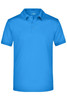 A blue men's active polo shirt with a collar and short sleeves, featuring a logo.